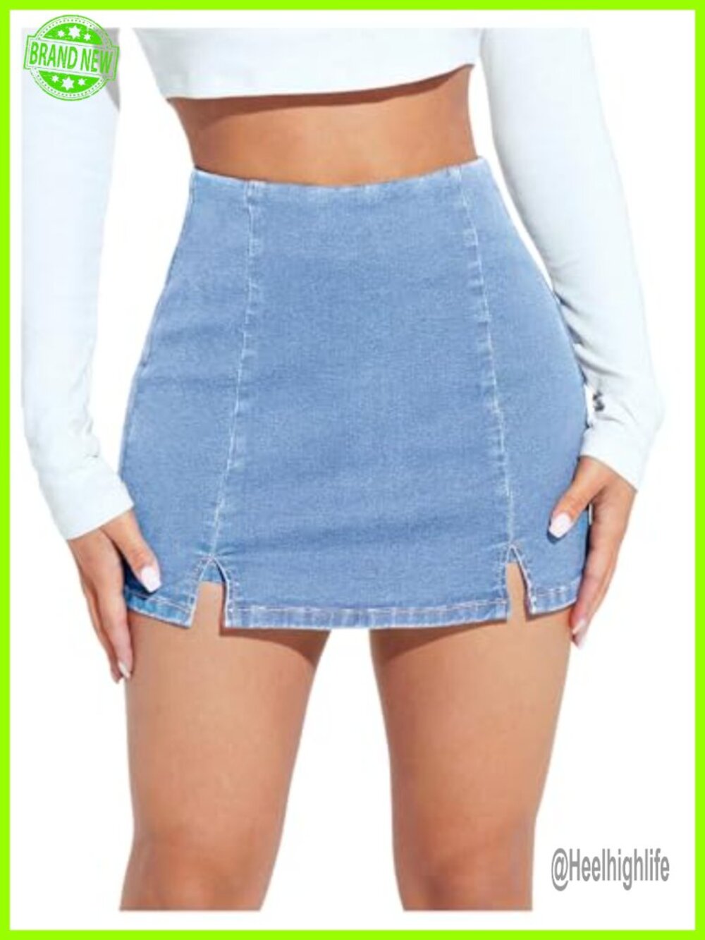 High Waisted Mini Jean Skorts Y2k Slit Hem Denim Skirt